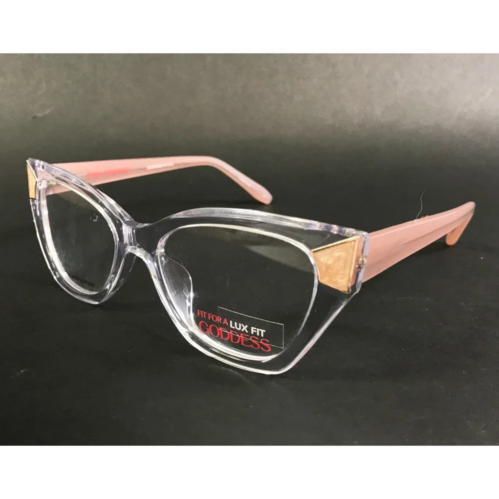 Fit For A Goddess Eyeglasses Frames FGO009 CRY Crystal Pink Cat Eye 55-18-150